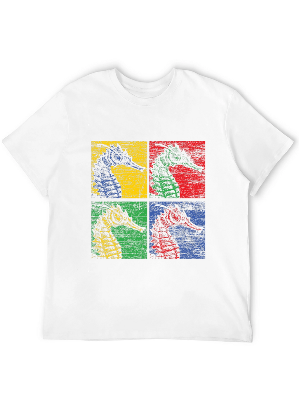 Retro Seahorse Pop Art Black T-Shirt