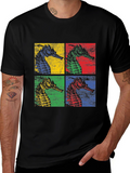 Retro Seahorse Pop Art Black T-Shirt