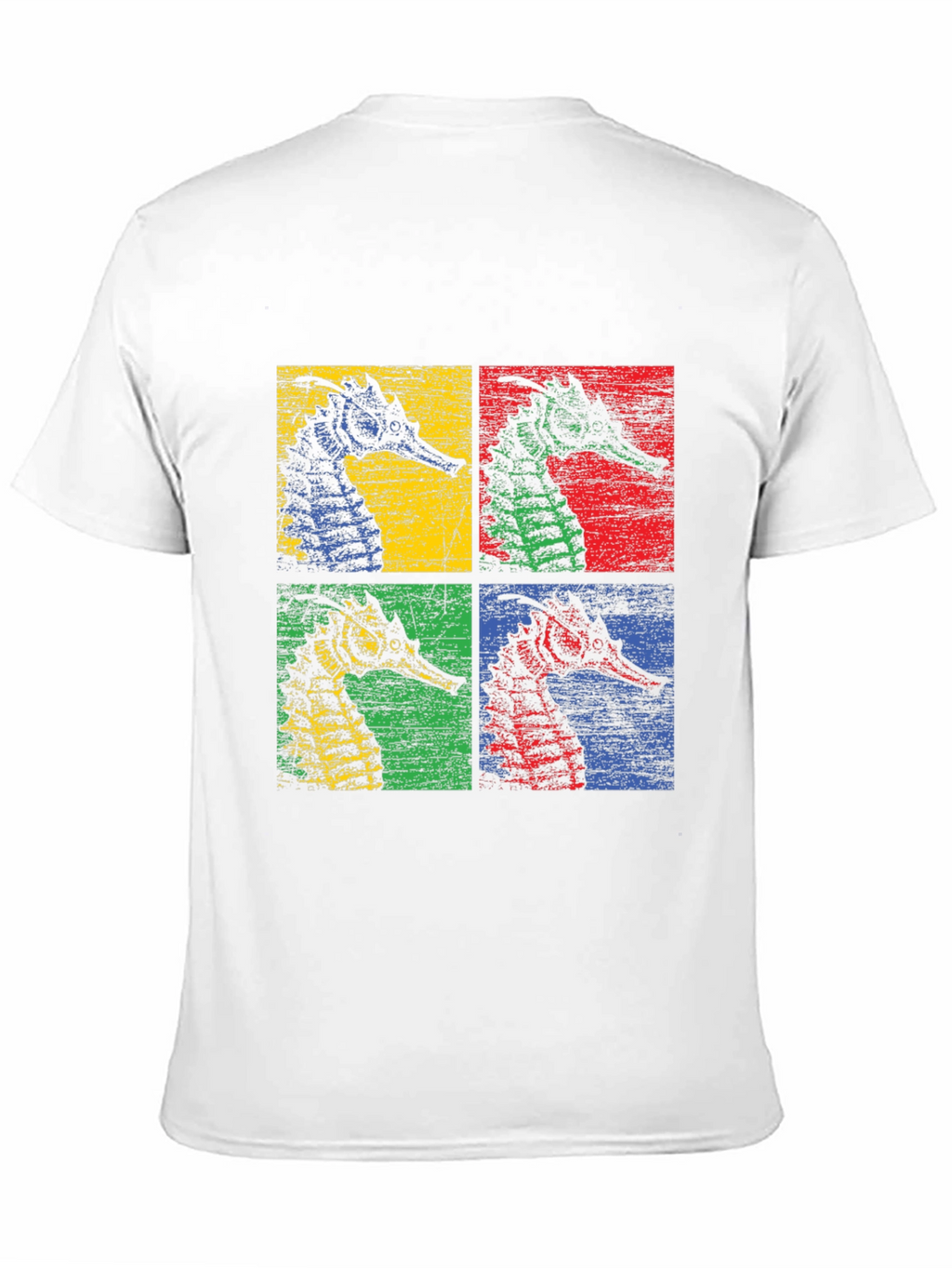 Retro Seahorse Pop Art Black T-Shirt