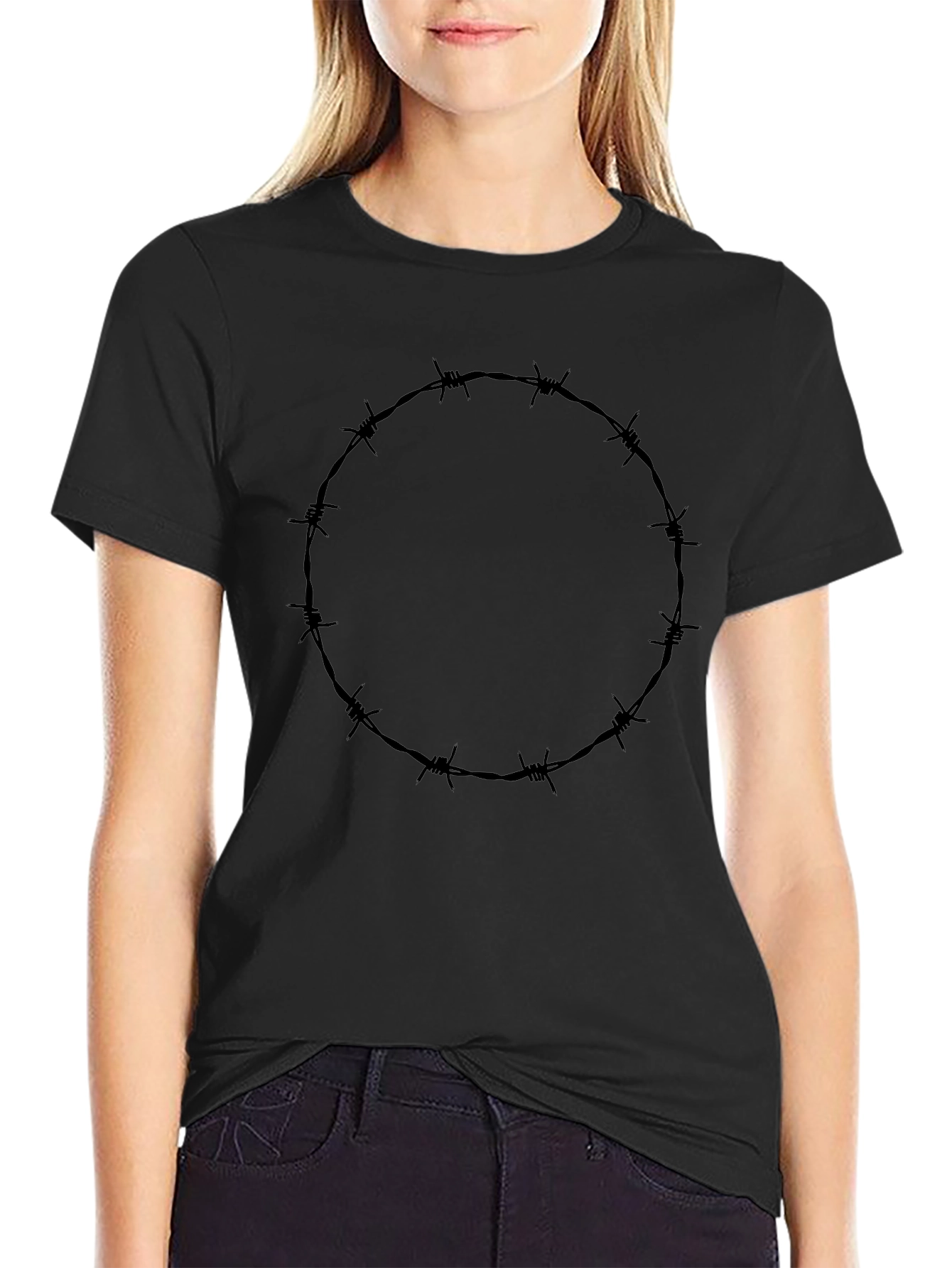 Barbed Wire Circle Graphic Tee - Modern Style