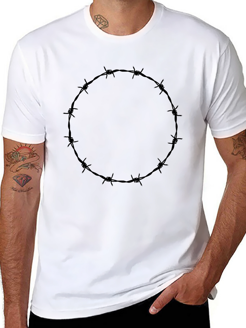 Barbed Wire Circle Graphic Tee - Modern Style