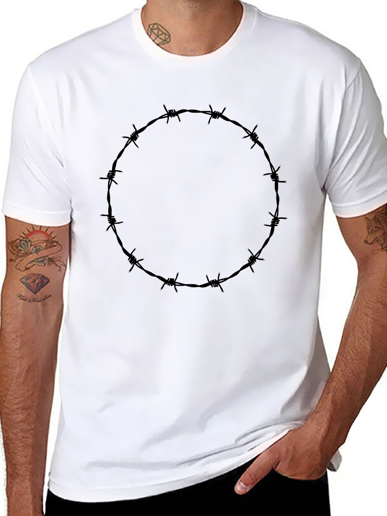 Barbed Wire Circle Graphic Tee - Modern Style