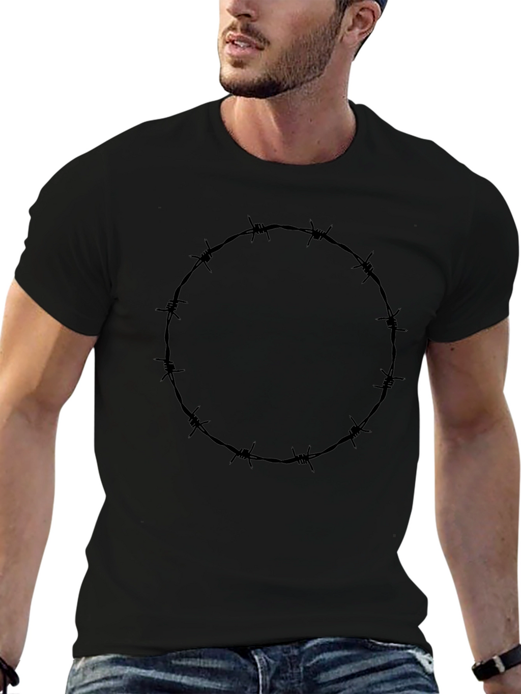 Barbed Wire Circle Graphic Tee - Modern Style