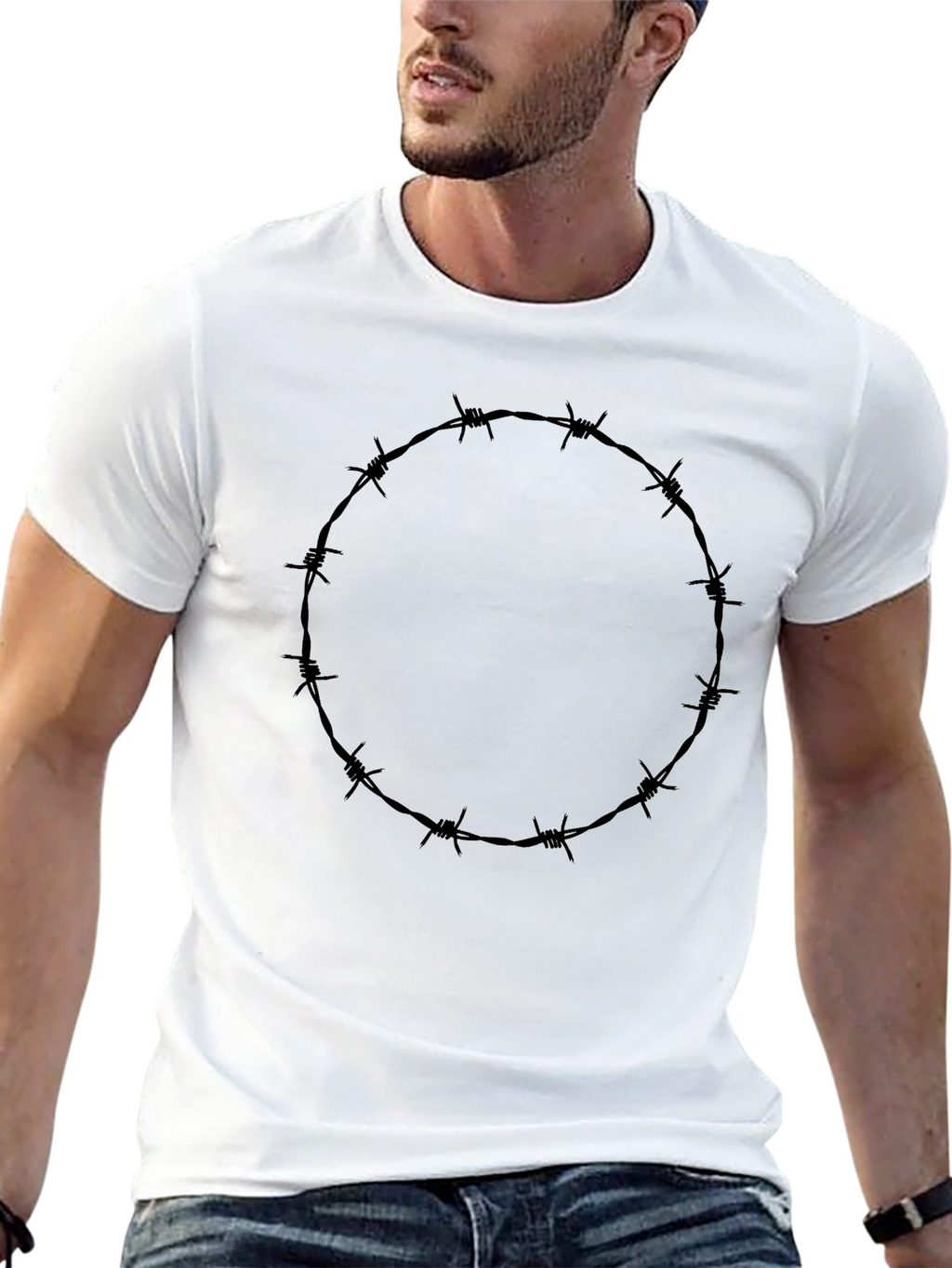 Barbed Wire Circle Graphic Tee - Modern Style