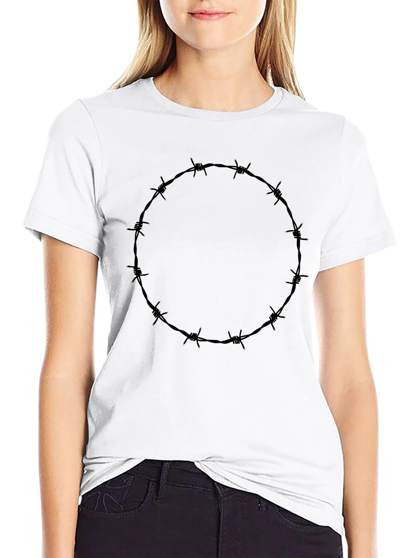 Barbed Wire Circle Graphic Tee - Modern Style