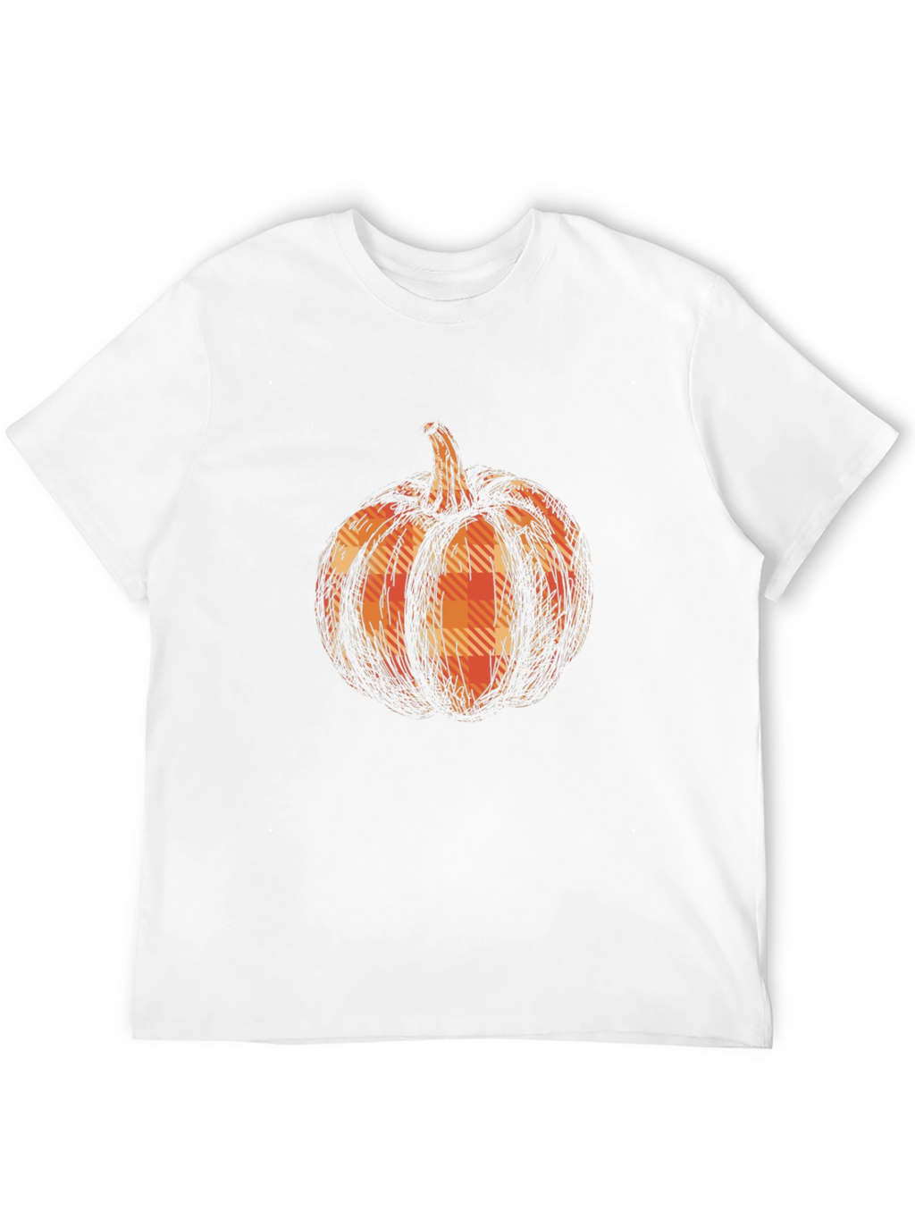 Pumpkin Plaid Graphic Tee - Black Cotton Casual T-Shirt