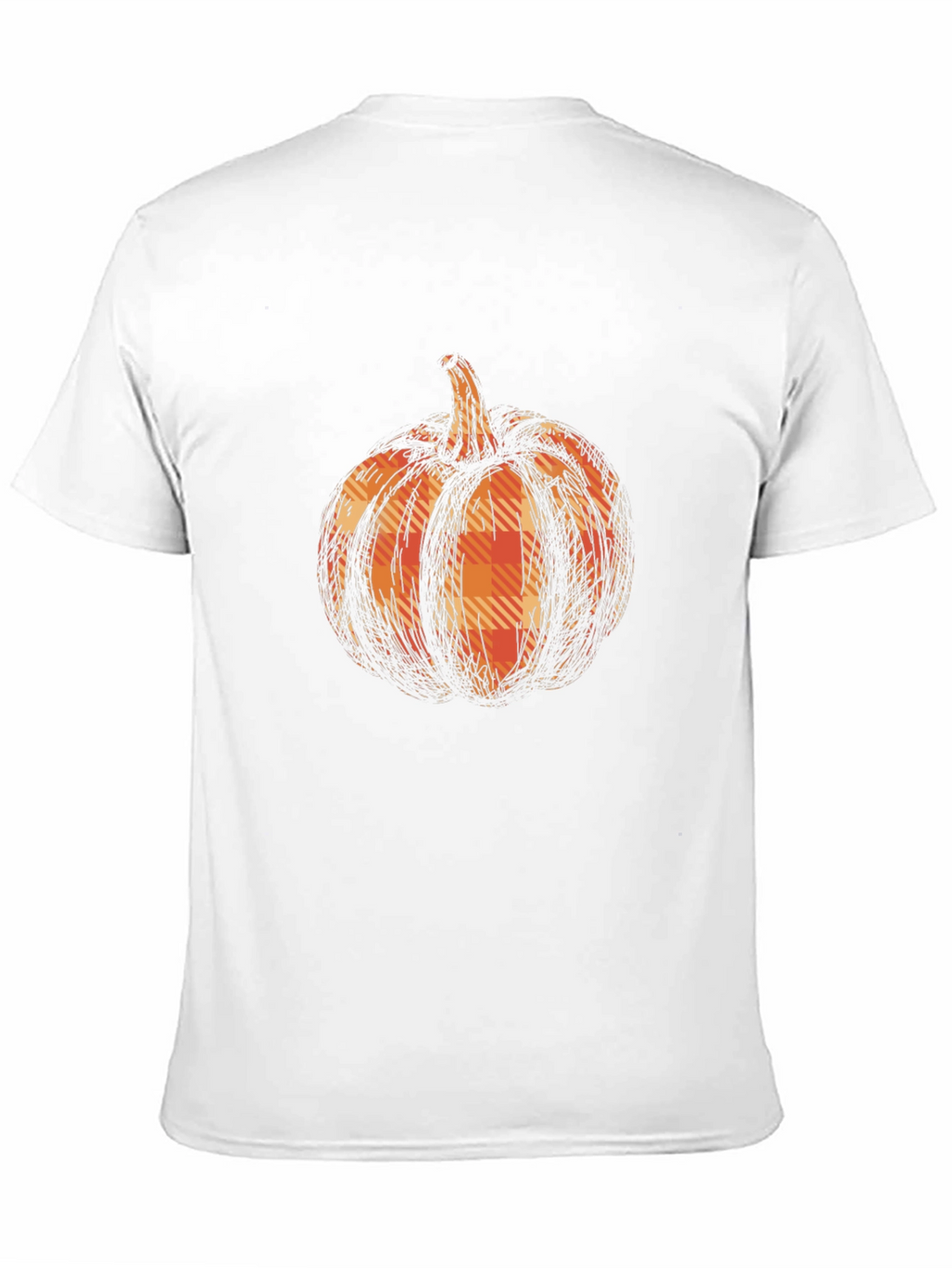 Pumpkin Plaid Graphic Tee - Black Cotton Casual T-Shirt