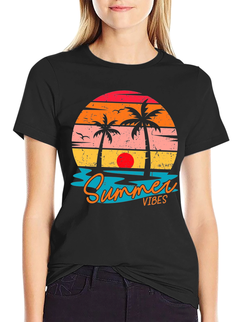Summer Vibes Graphic Tee - Beach Sunset T-Shirt