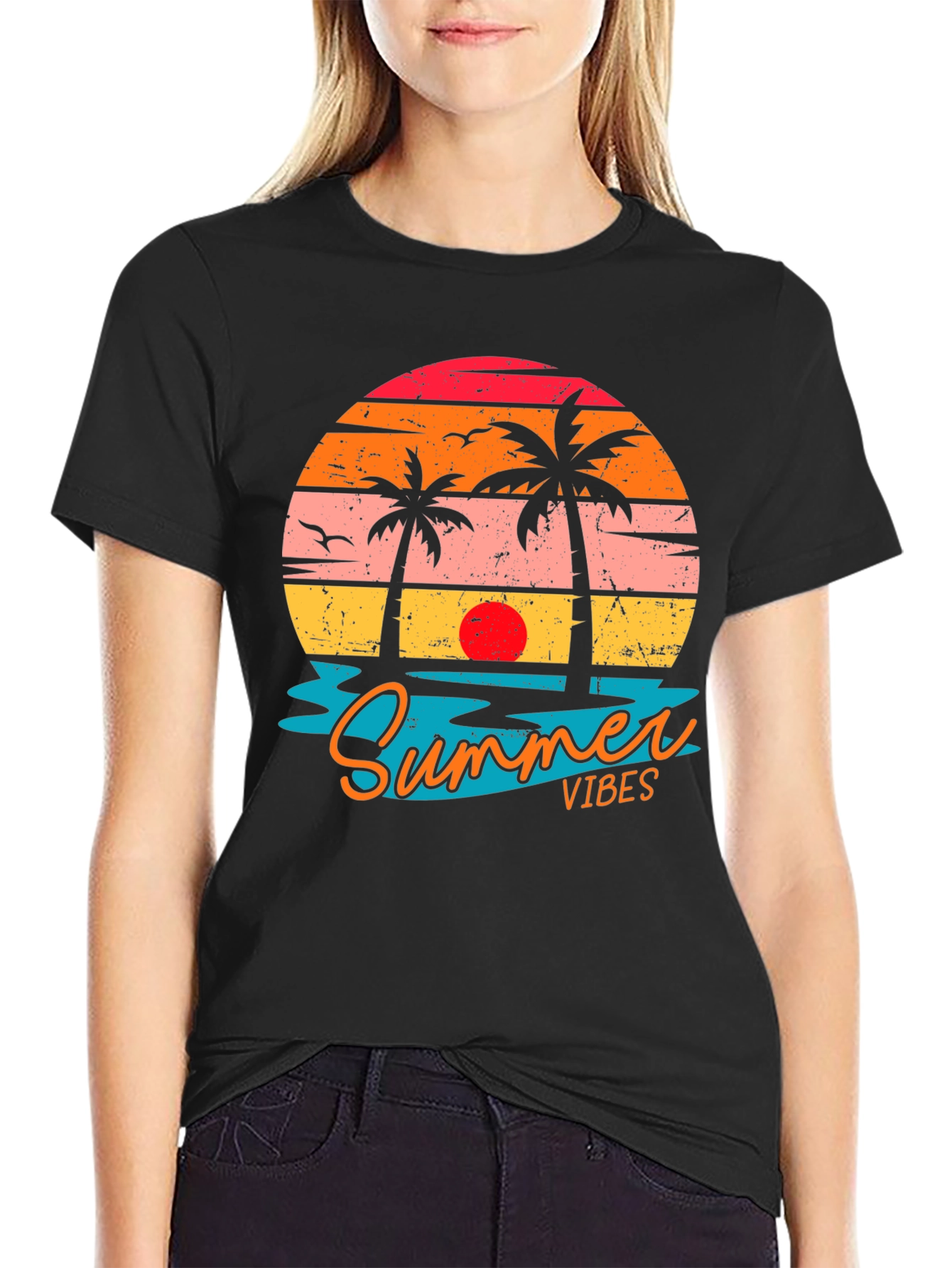 Summer Vibes Graphic Tee - Beach Sunset T-Shirt