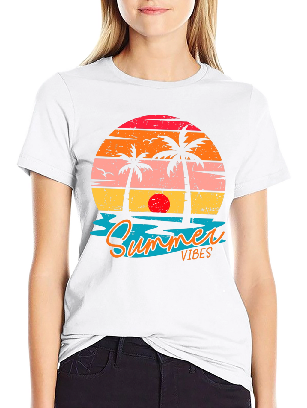 Summer Vibes Graphic Tee - Beach Sunset T-Shirt