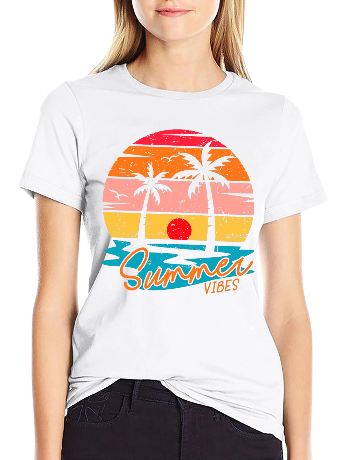 Summer Vibes Graphic Tee - Beach Sunset T-Shirt