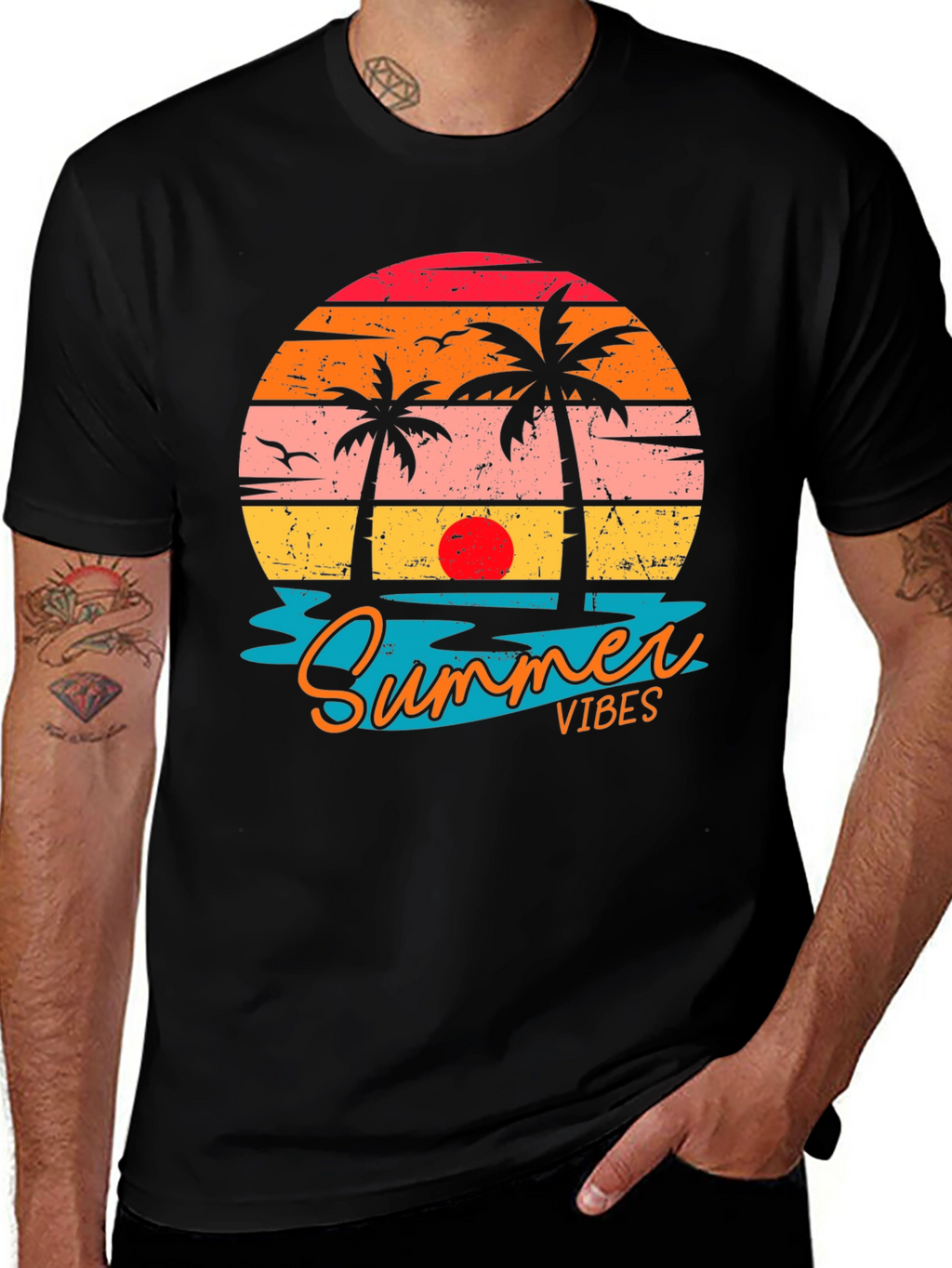 Summer Vibes Graphic Tee - Beach Sunset T-Shirt