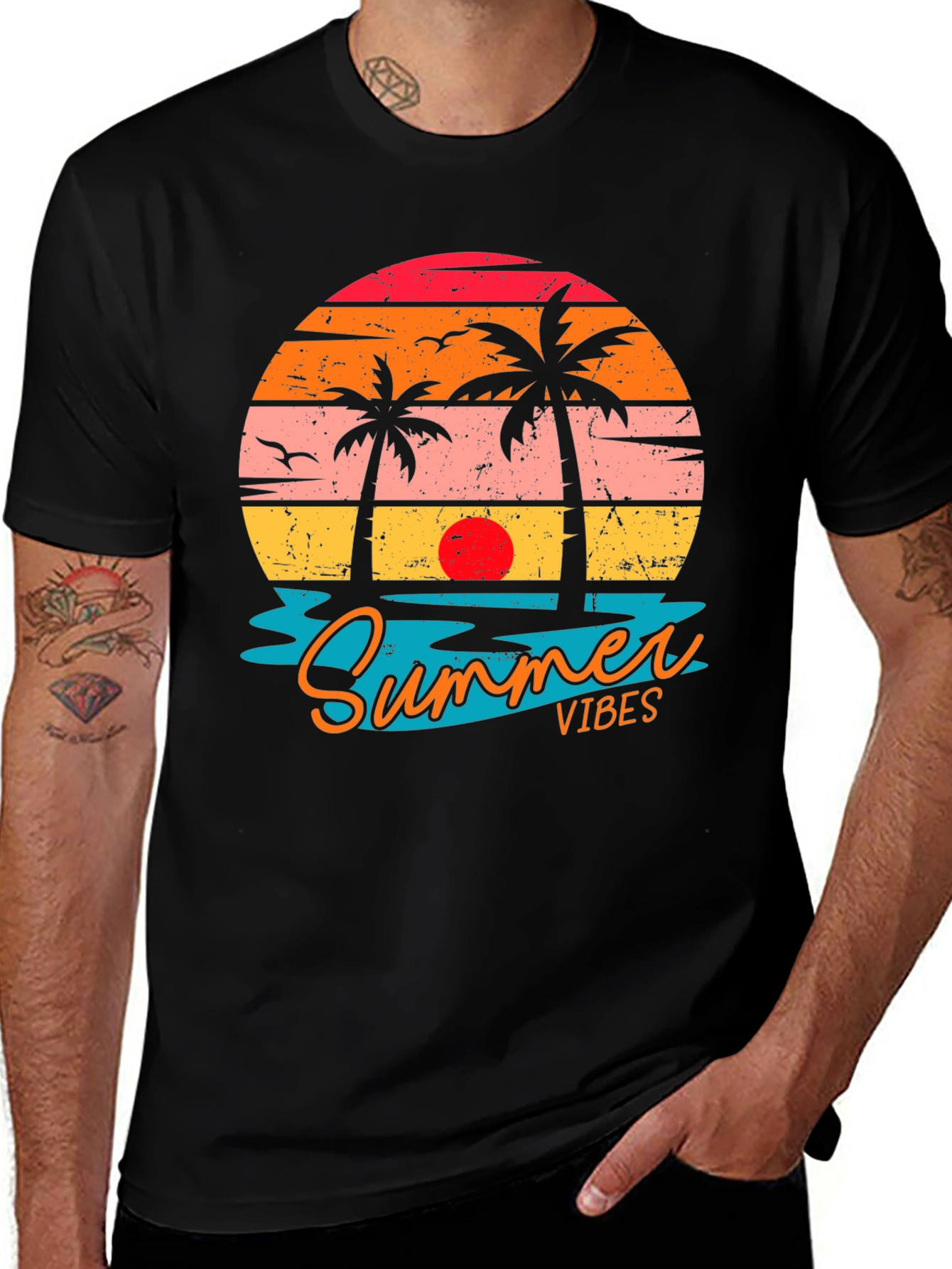 Summer Vibes Graphic Tee - Beach Sunset T-Shirt