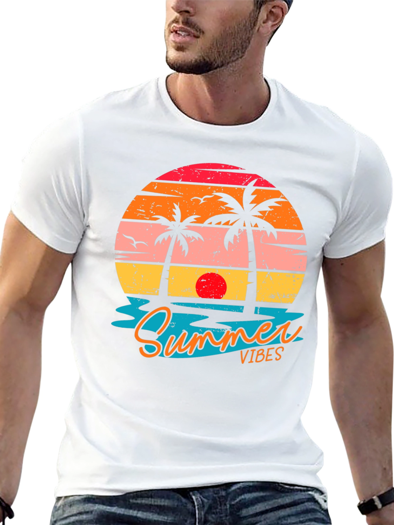 Summer Vibes Graphic Tee - Beach Sunset T-Shirt