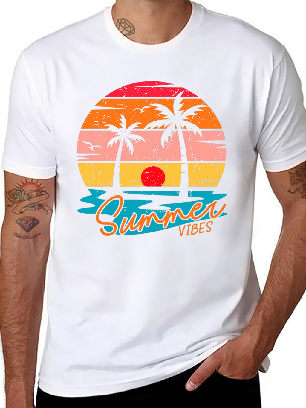 Summer Vibes Graphic Tee - Beach Sunset T-Shirt