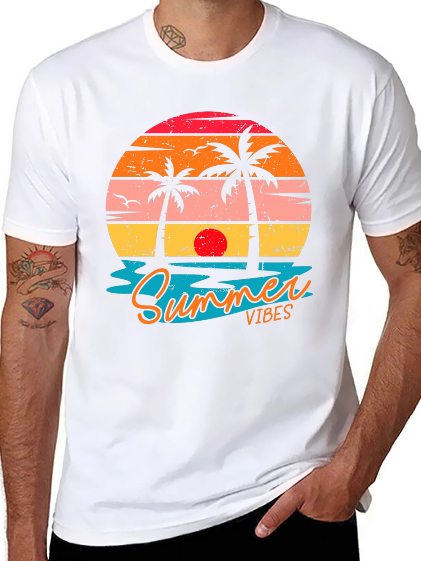 Summer Vibes Graphic Tee - Beach Sunset T-Shirt