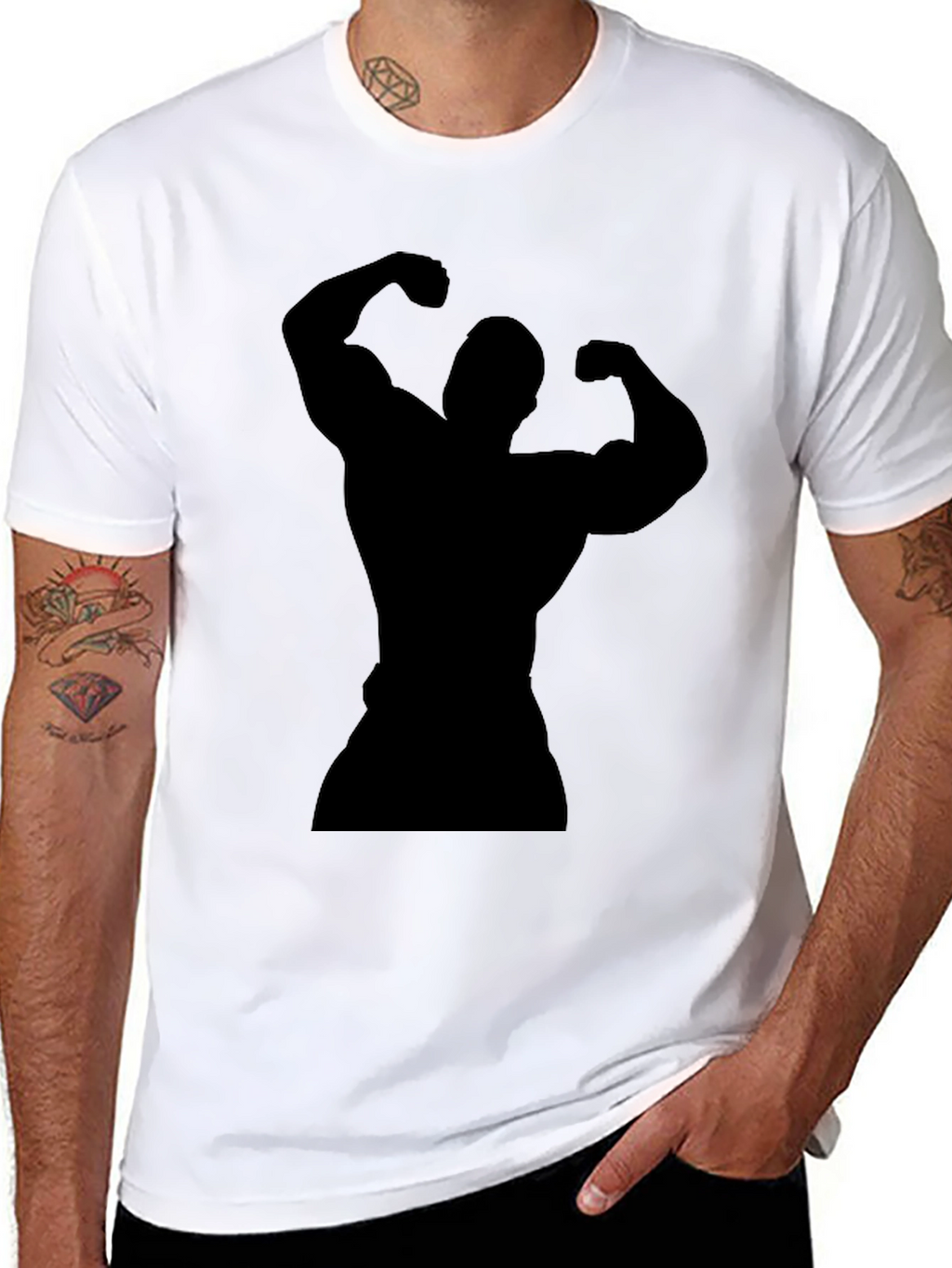 Black Bodybuilder Silhouette Graphic T-Shirt
