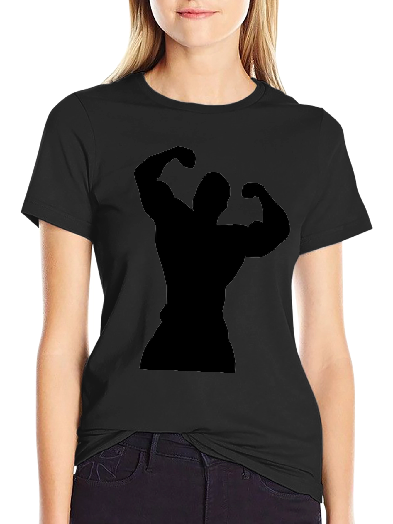 Black Bodybuilder Silhouette Graphic T-Shirt