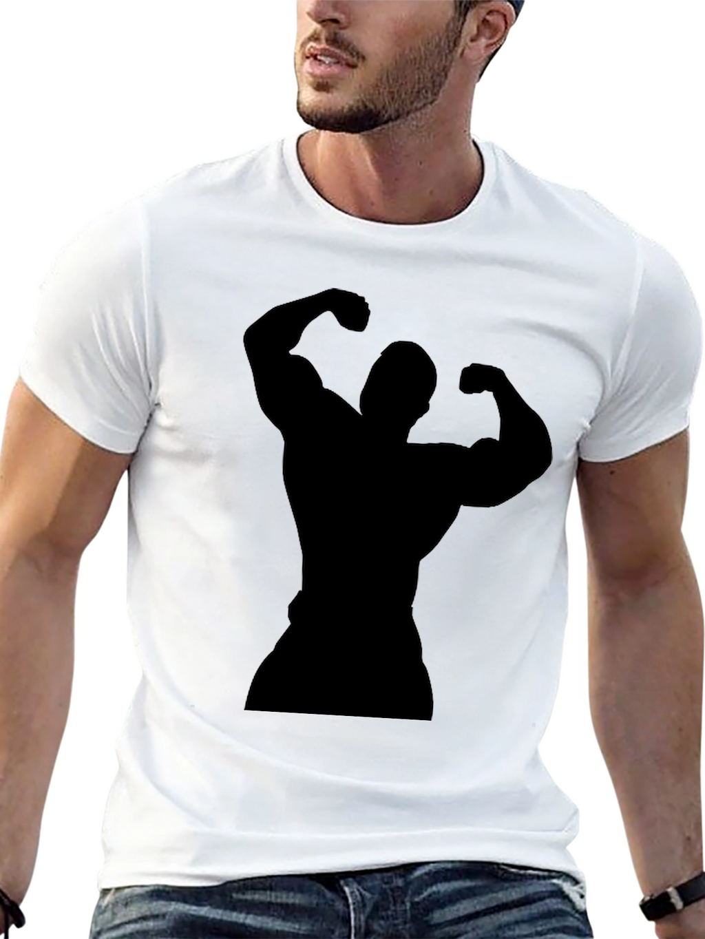 Black Bodybuilder Silhouette Graphic T-Shirt