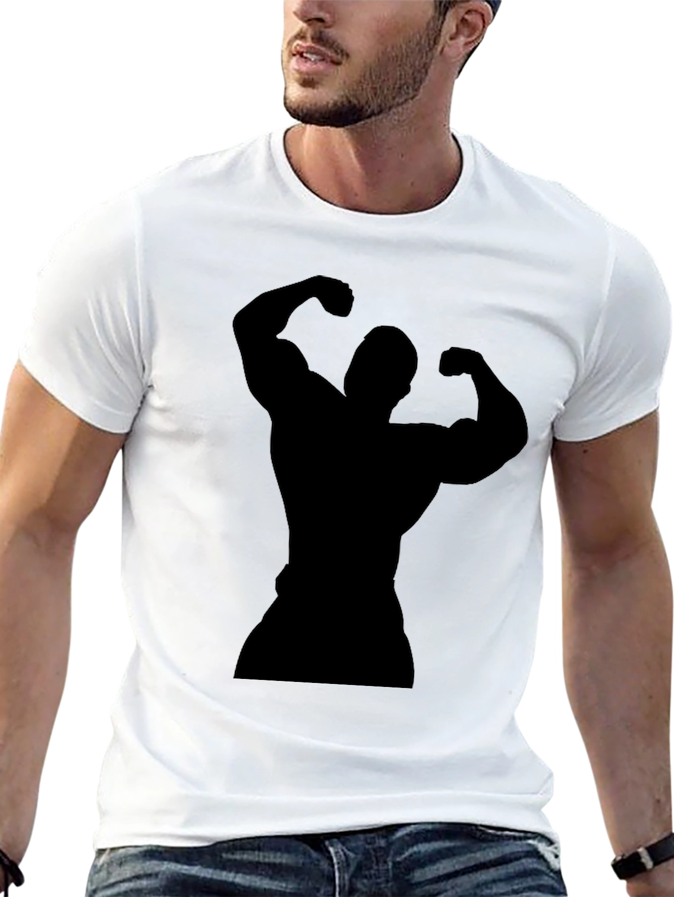 Black Bodybuilder Silhouette Graphic T-Shirt