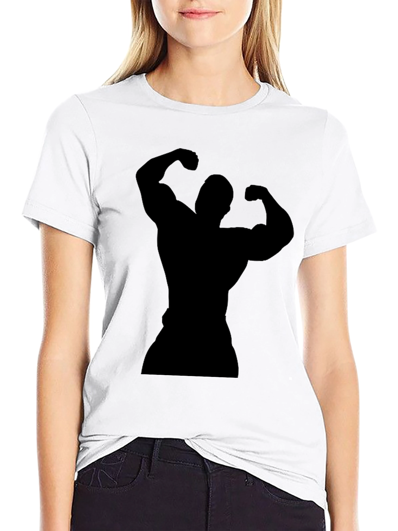 Black Bodybuilder Silhouette Graphic T-Shirt