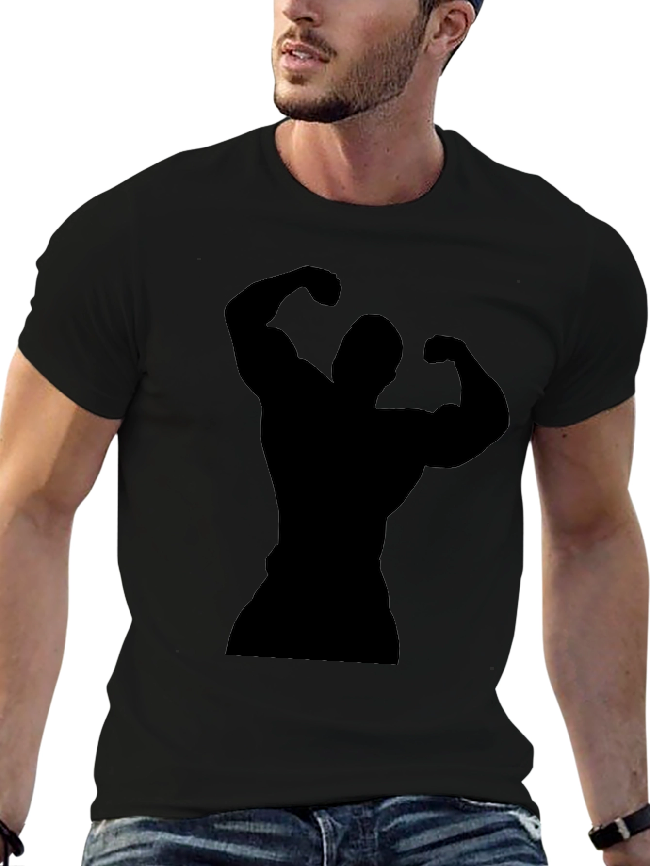 Black Bodybuilder Silhouette Graphic T-Shirt