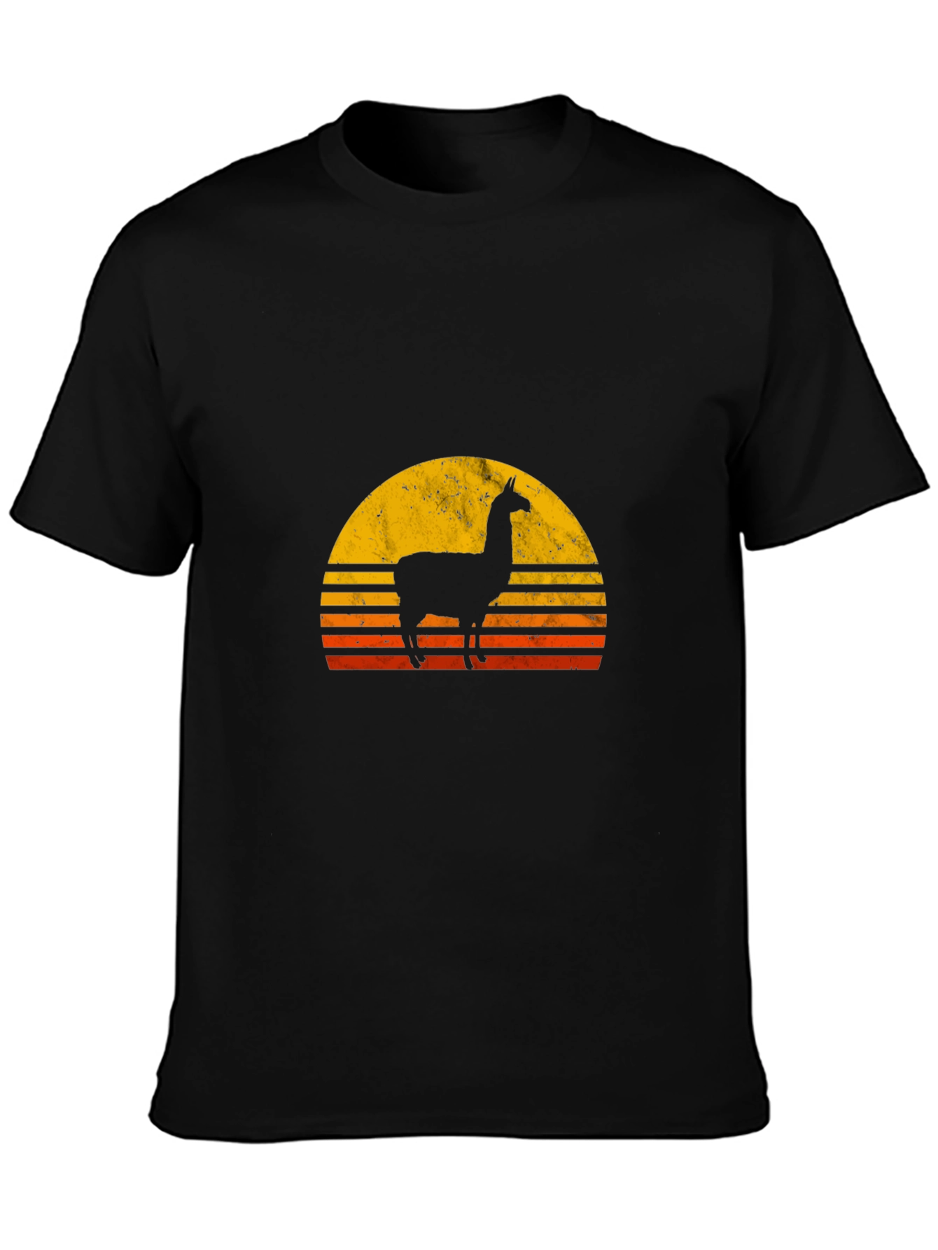 Llama Sunset Graphic Tee - Black Cotton T-Shirt