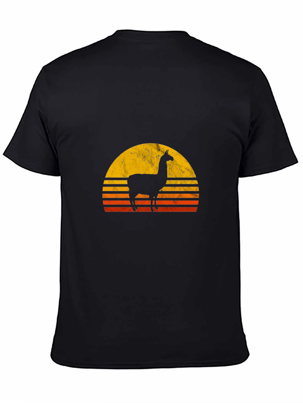 Llama Sunset Graphic Tee - Black Cotton T-Shirt