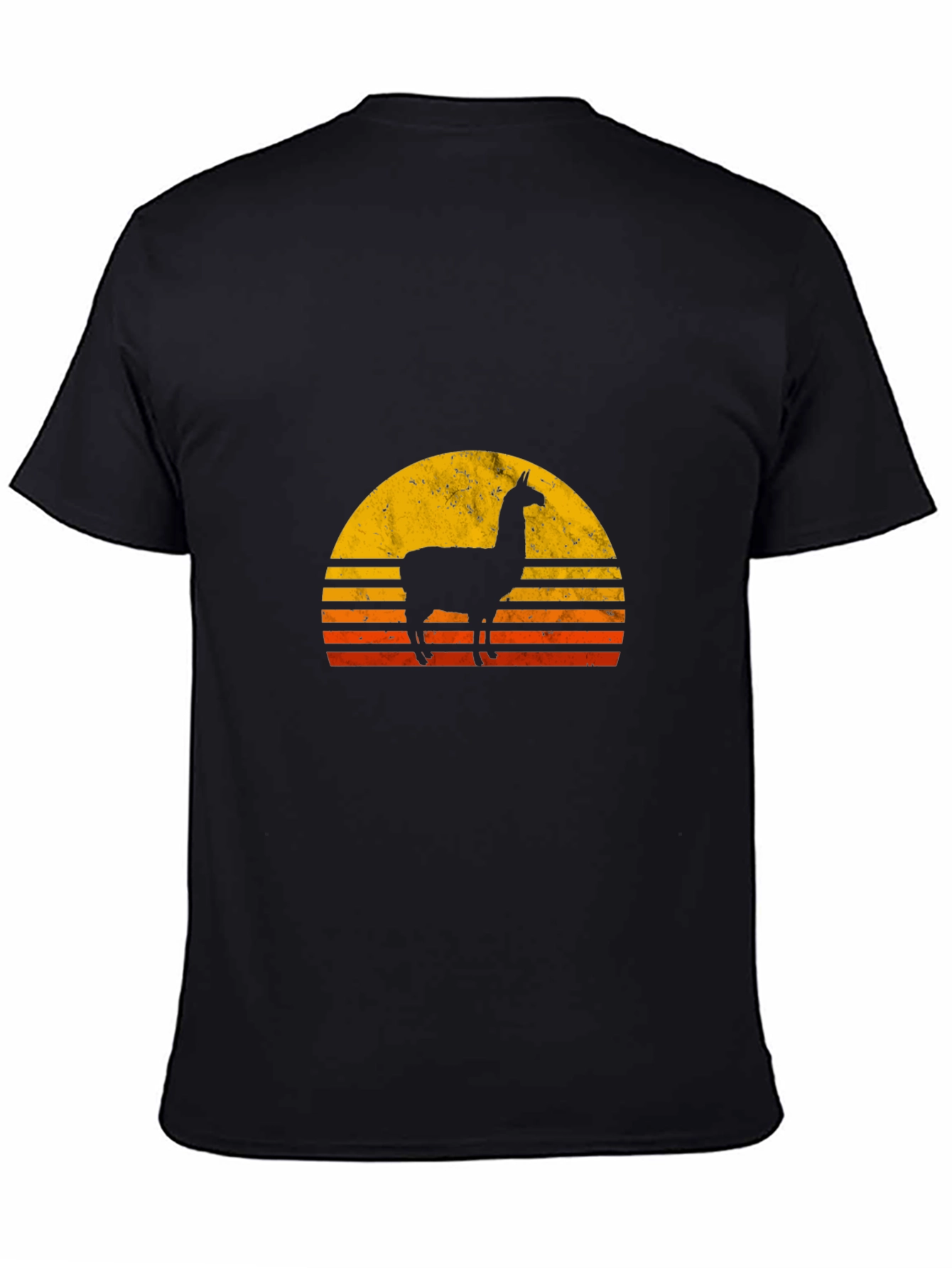 Llama Sunset Graphic Tee - Black Cotton T-Shirt