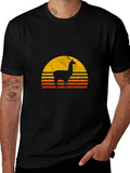 Llama Sunset Graphic Tee - Black Cotton T-Shirt