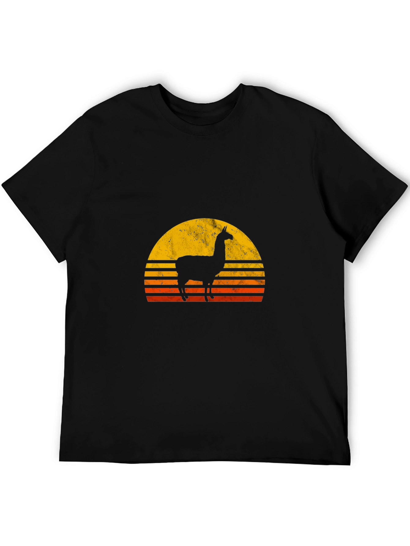 Llama Sunset Graphic Tee - Black Cotton T-Shirt