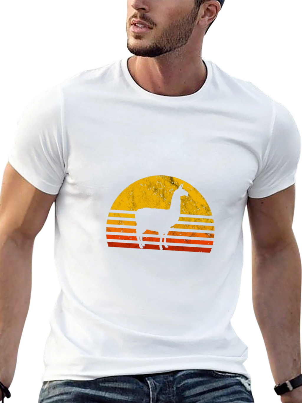 Llama Sunset Graphic Tee - Black Cotton T-Shirt