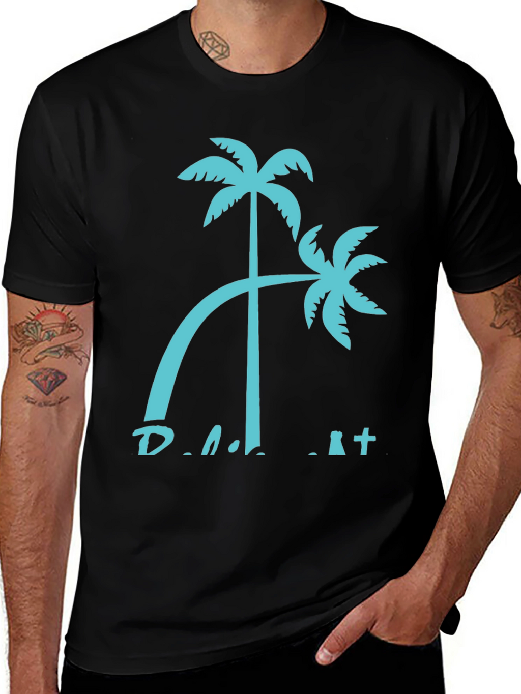 Palm Tree Graphic Black T-Shirt