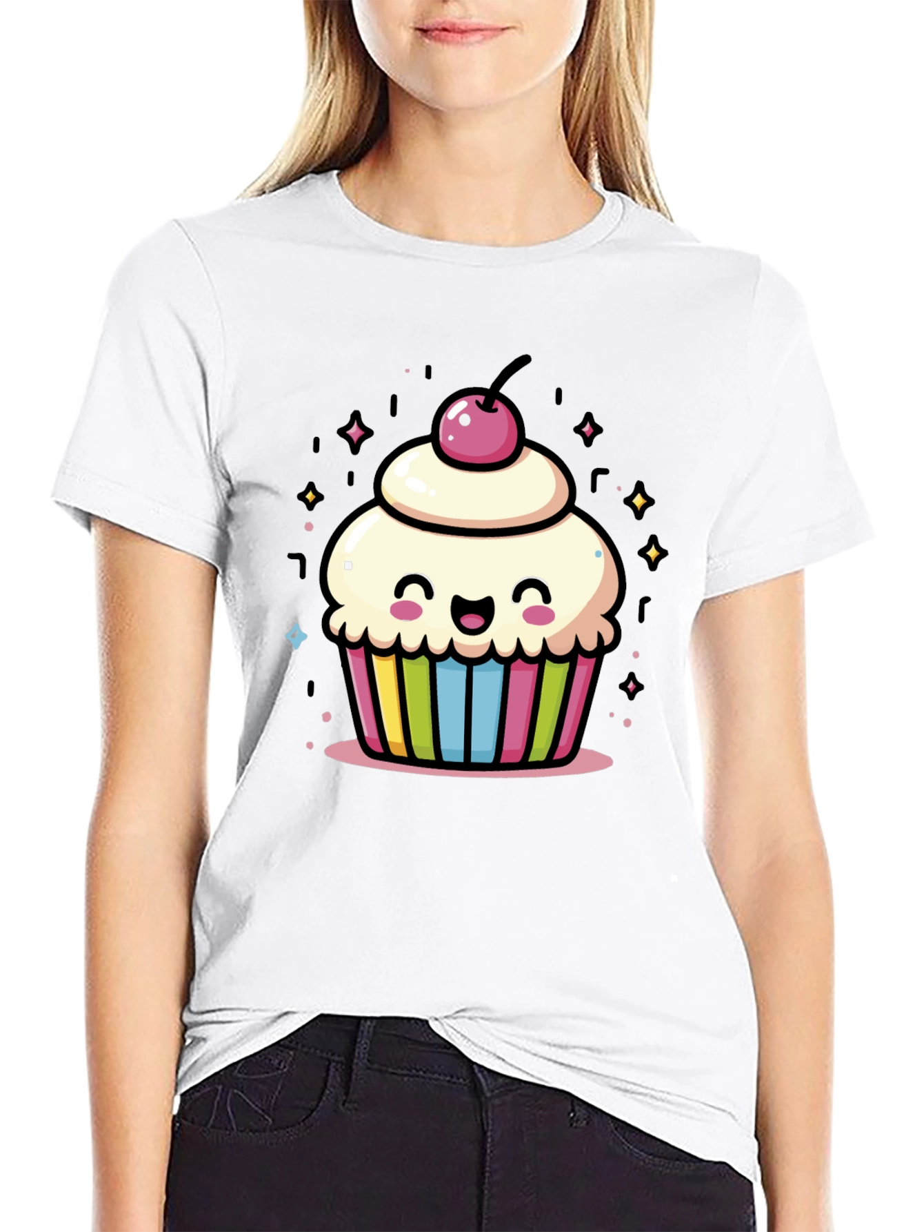 Cute Cupcake Graphic Tee - Whimsical Design