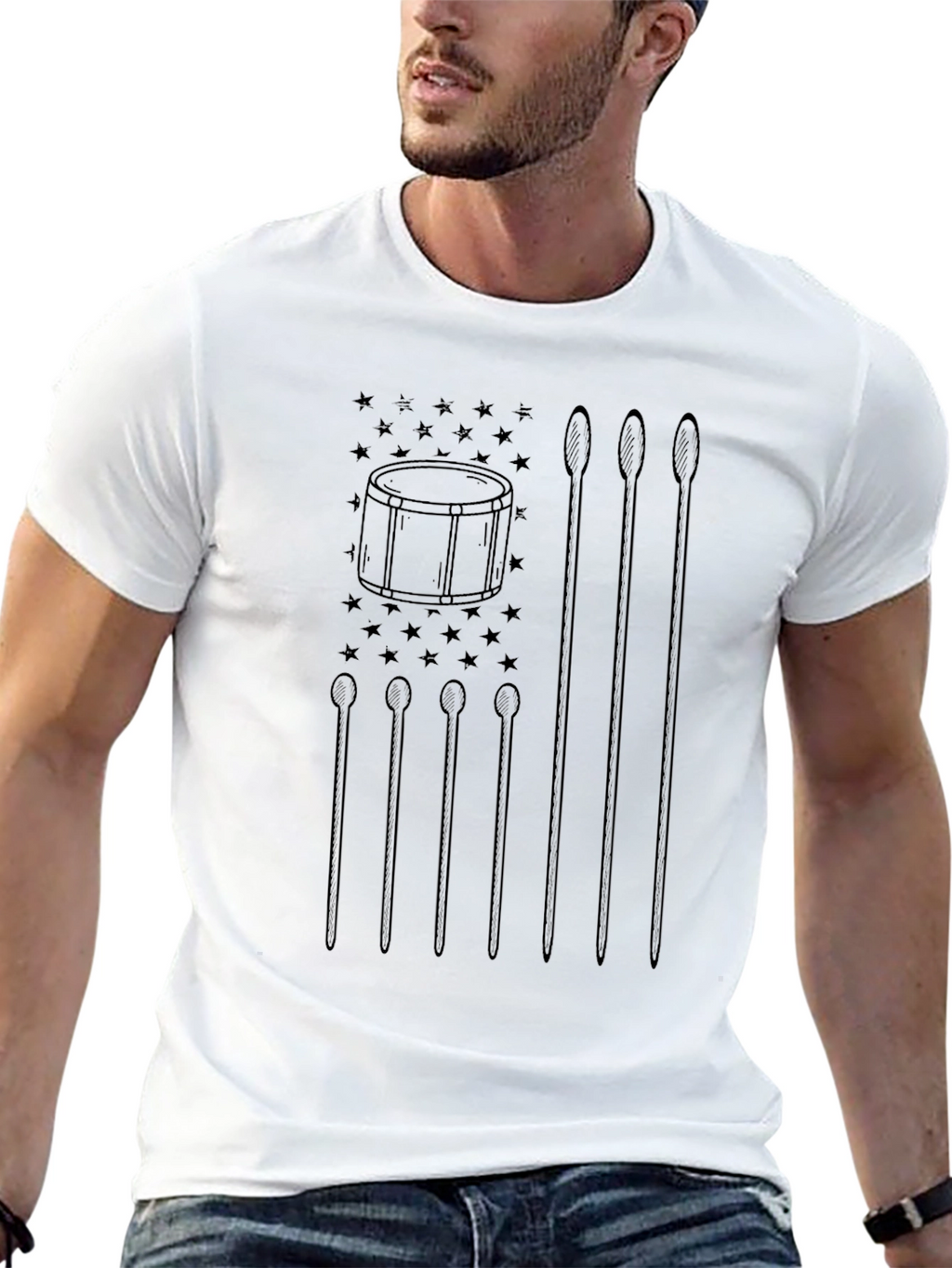 Drummer American Flag Graphic T-Shirt