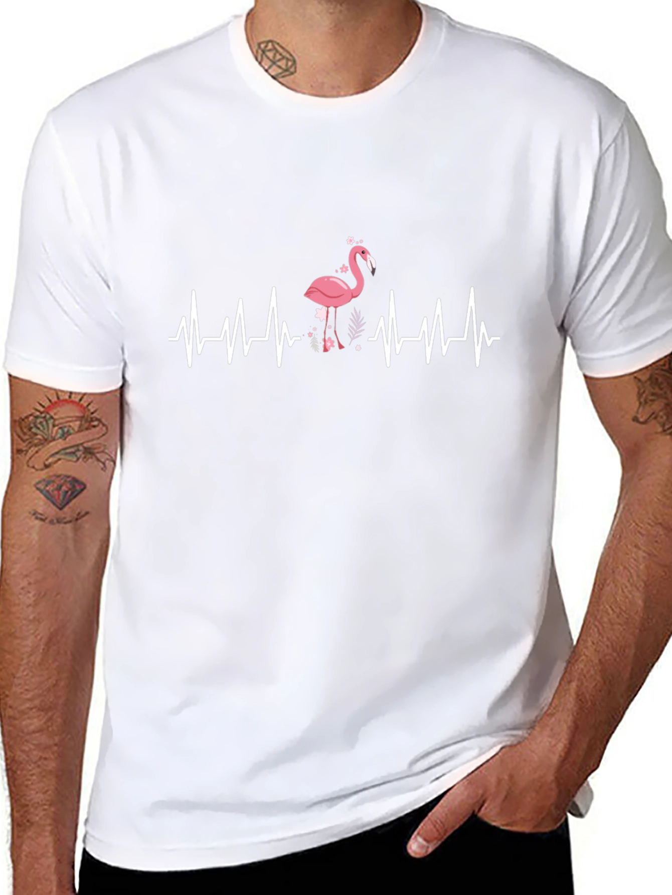 Flamingo Heartbeat Graphic T-Shirt