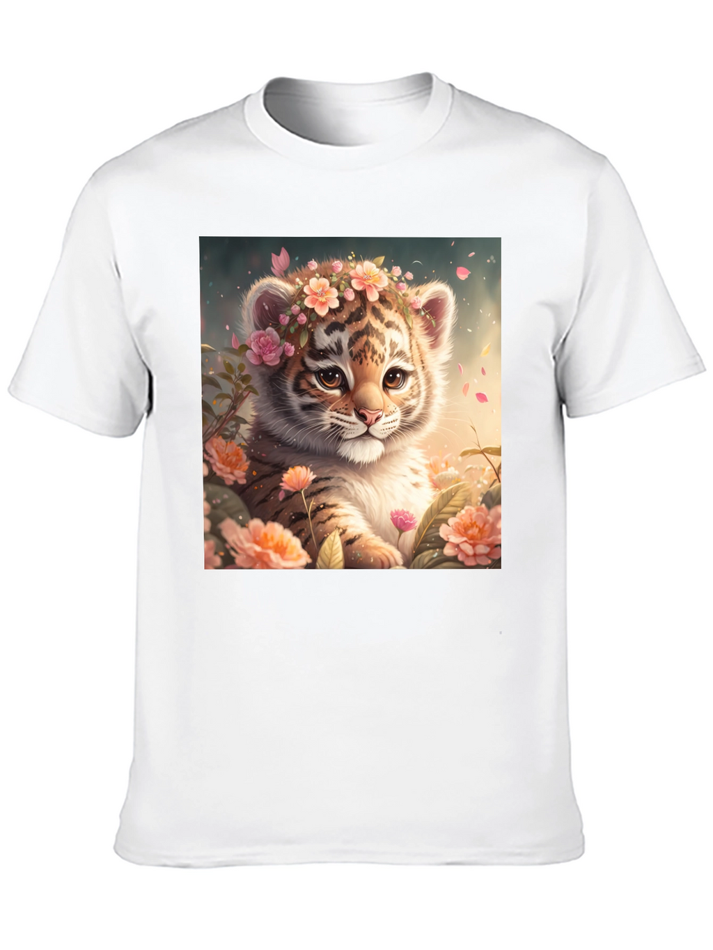 Cute Tiger Cub Floral T-Shirt