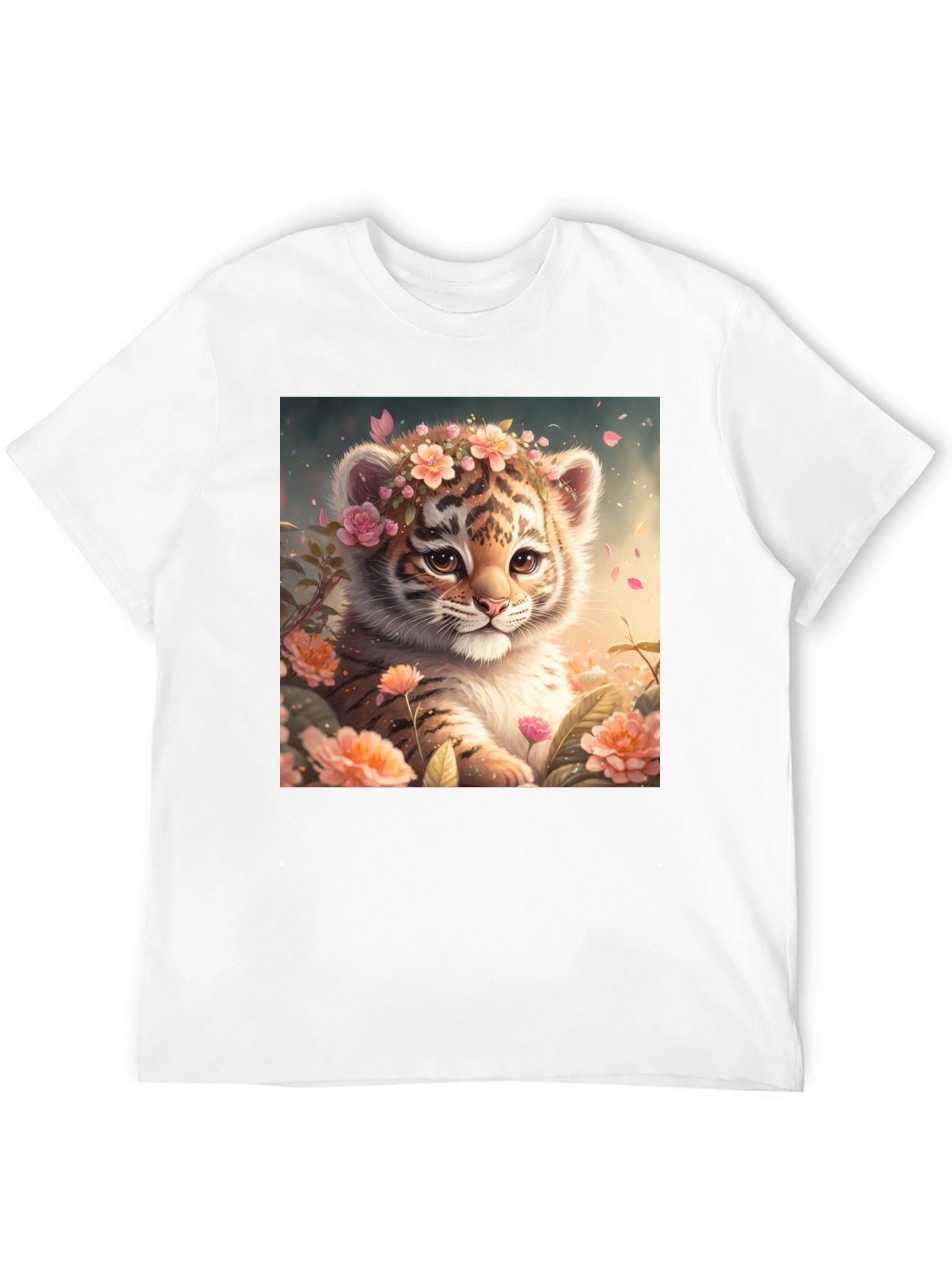 Cute Tiger Cub Floral T-Shirt