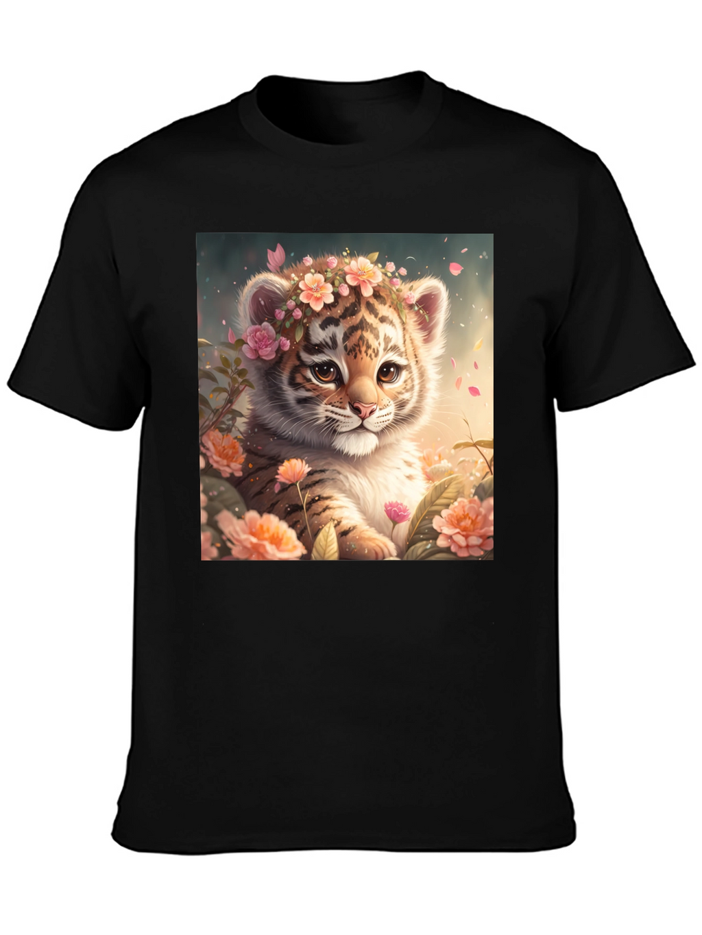 Cute Tiger Cub Floral T-Shirt