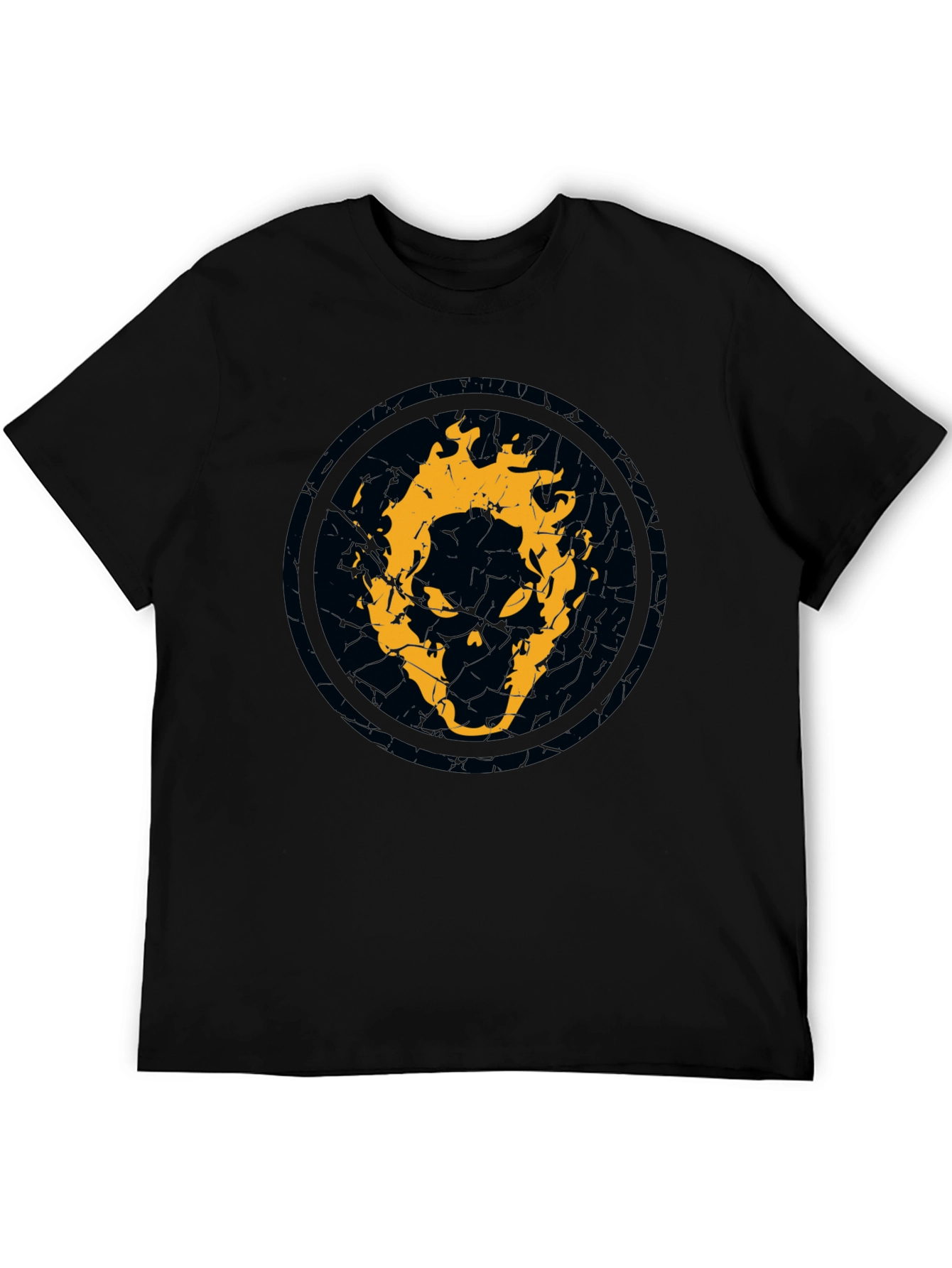 Fiery Skull Graphic Black T-Shirt