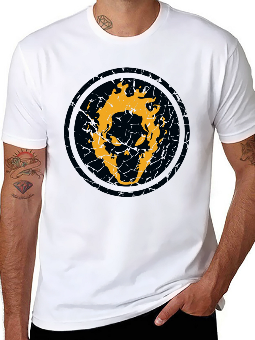 Fiery Skull Graphic Black T-Shirt
