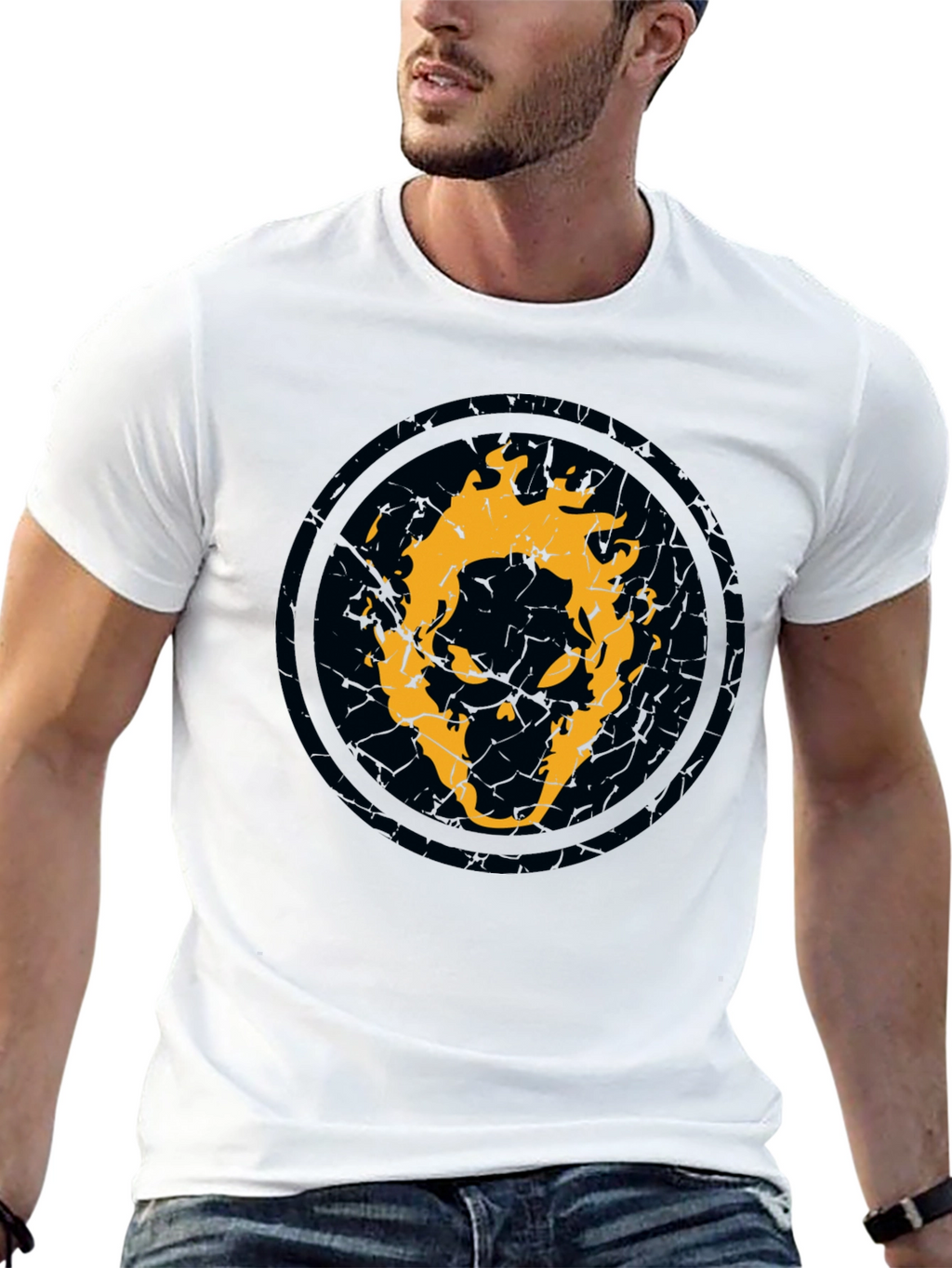 Fiery Skull Graphic Black T-Shirt