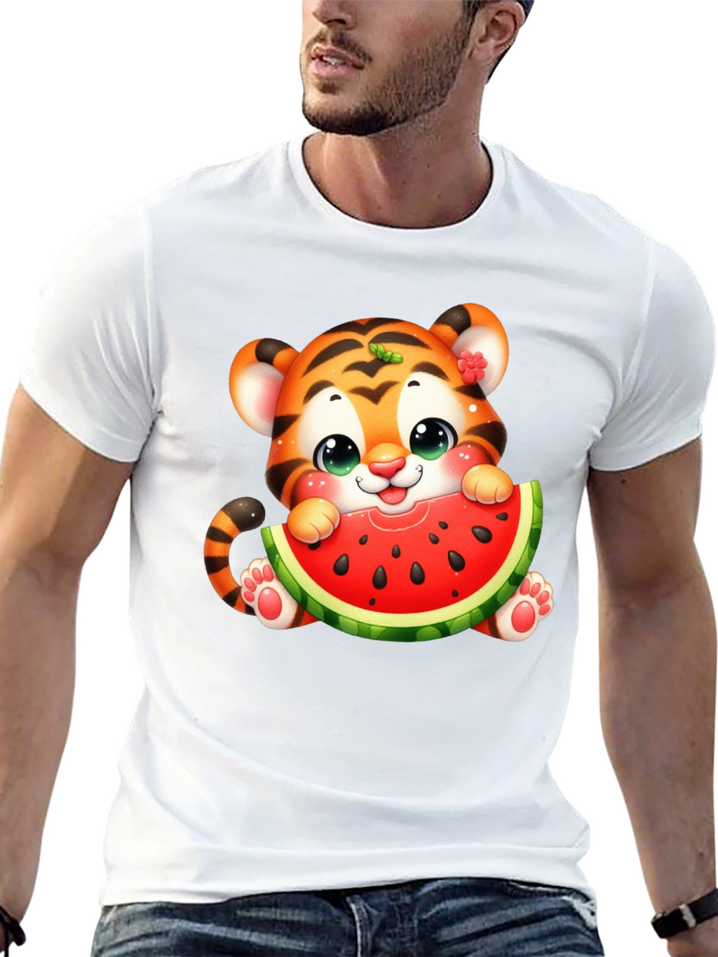 Cute Tiger Watermelon Graphic Tee