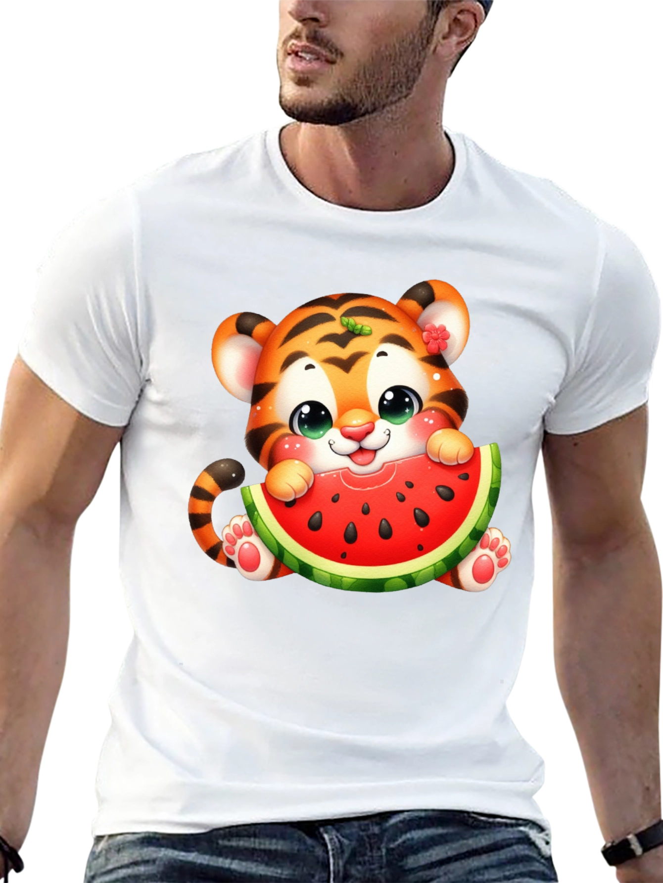 Cute Tiger Watermelon Graphic Tee