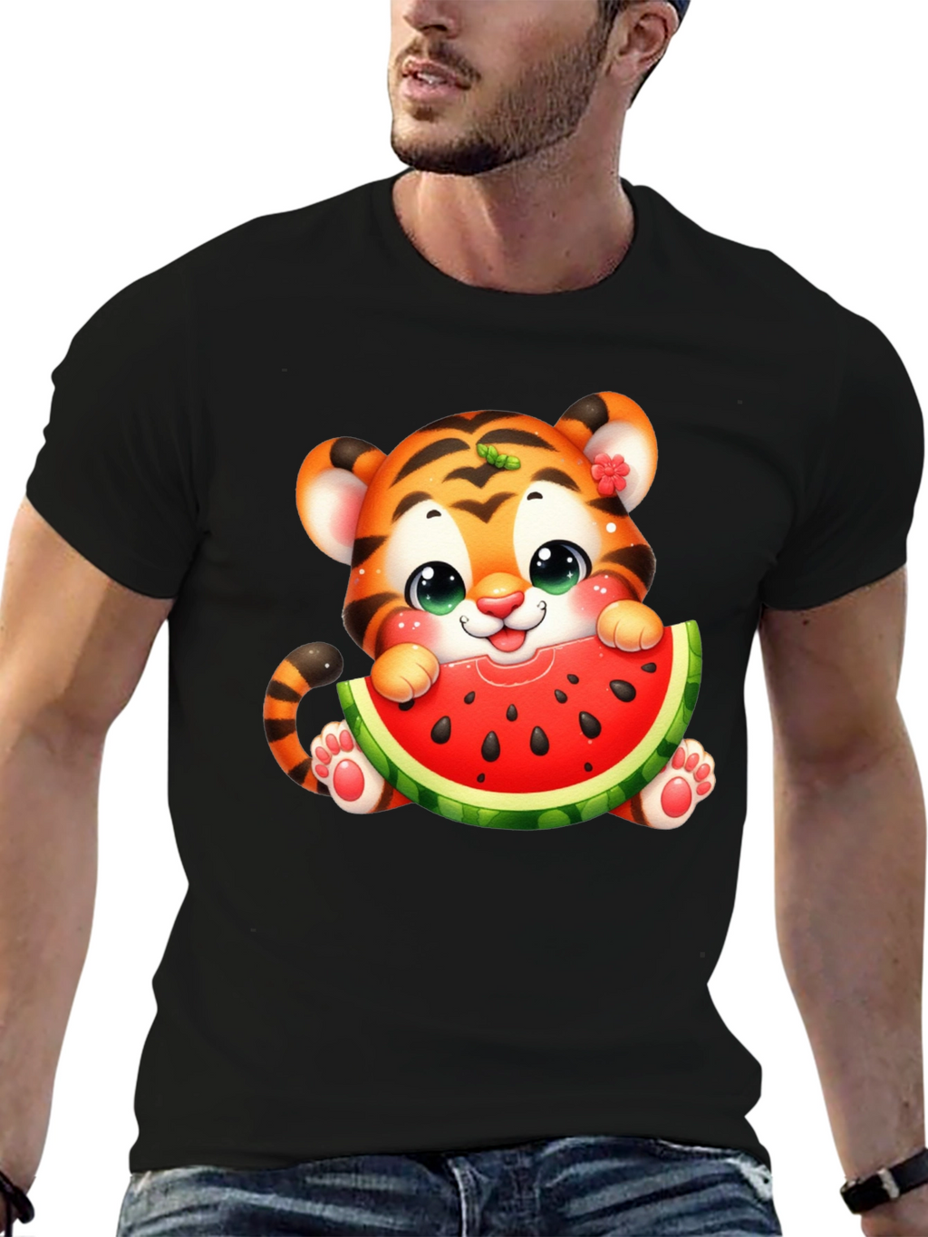 Cute Tiger Watermelon Graphic Tee