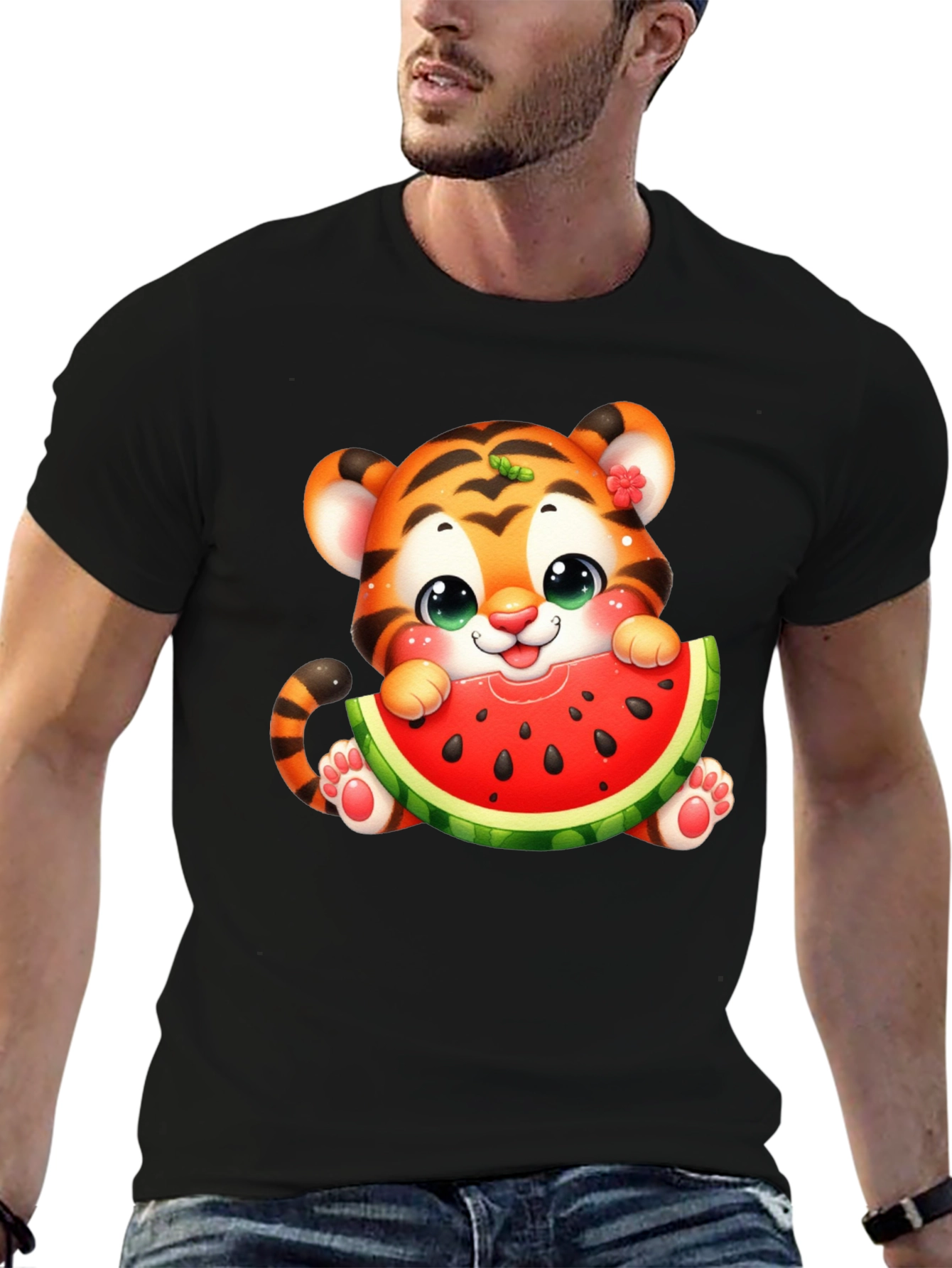 Cute Tiger Watermelon Graphic Tee