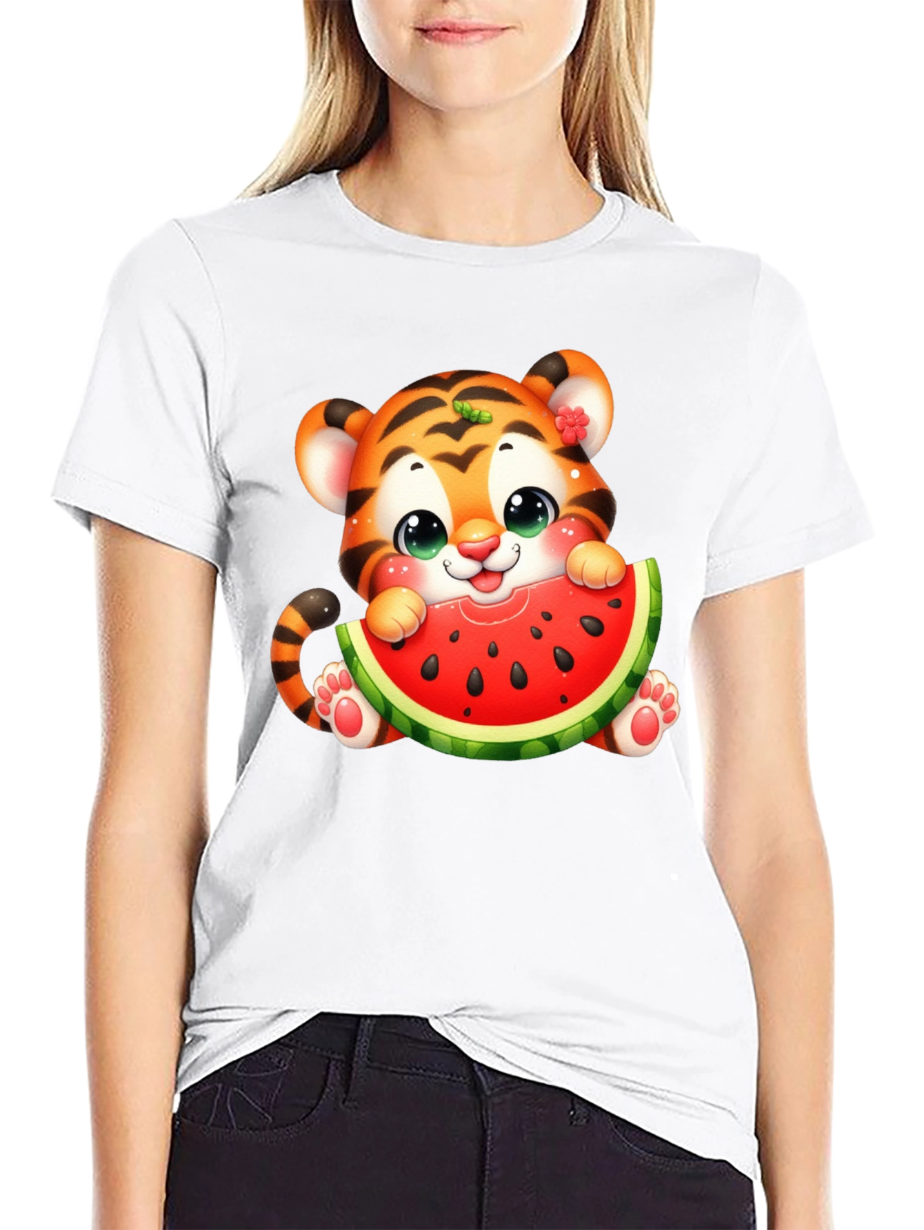 Cute Tiger Watermelon Graphic Tee