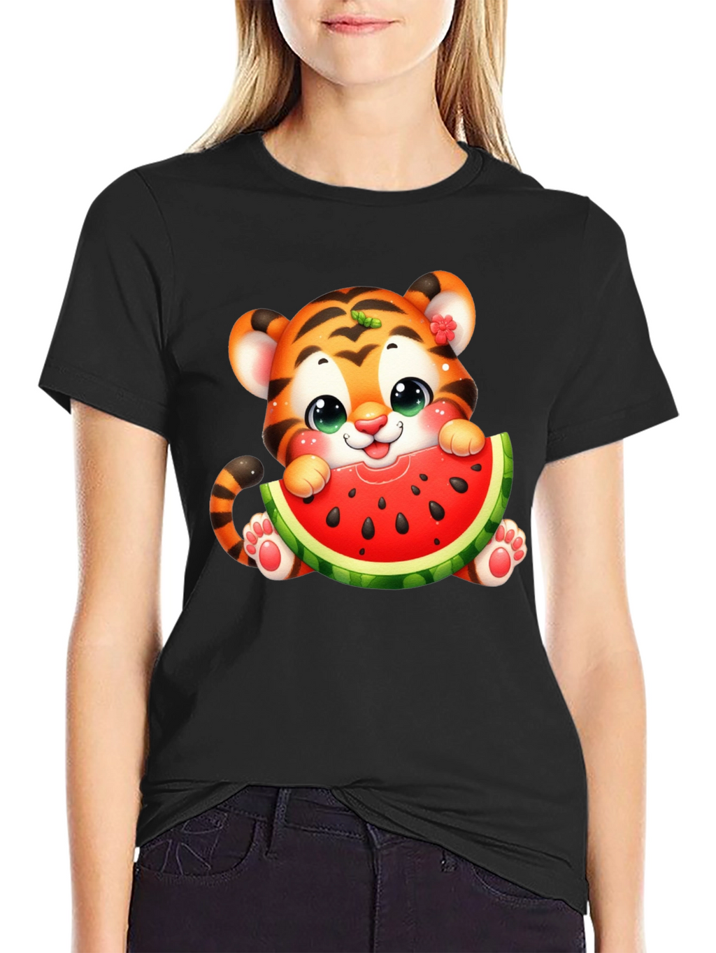Cute Tiger Watermelon Graphic Tee