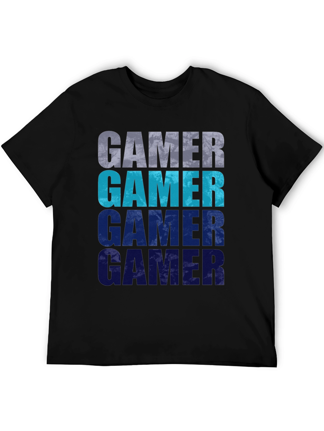 Gamer Gradient Graphic Tee - Black Cotton Casual