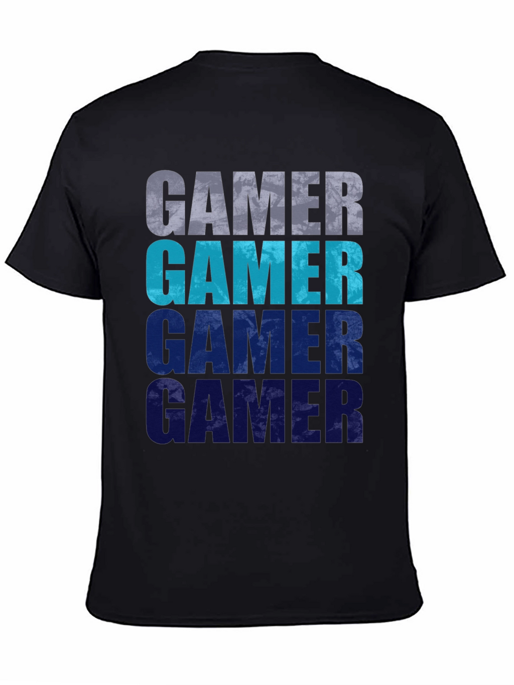 Gamer Gradient Graphic Tee - Black Cotton Casual